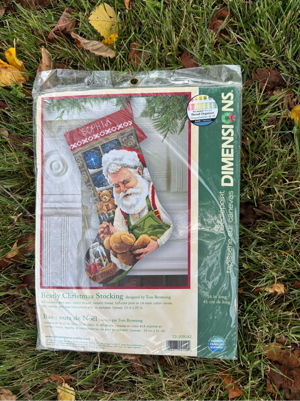 NEW 2008 DIMENSIONS needlepoint Christmas Santa stocking kit by Tom Brown